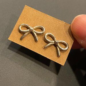 Sterling Silver Bow Ribbon Stud Earrings